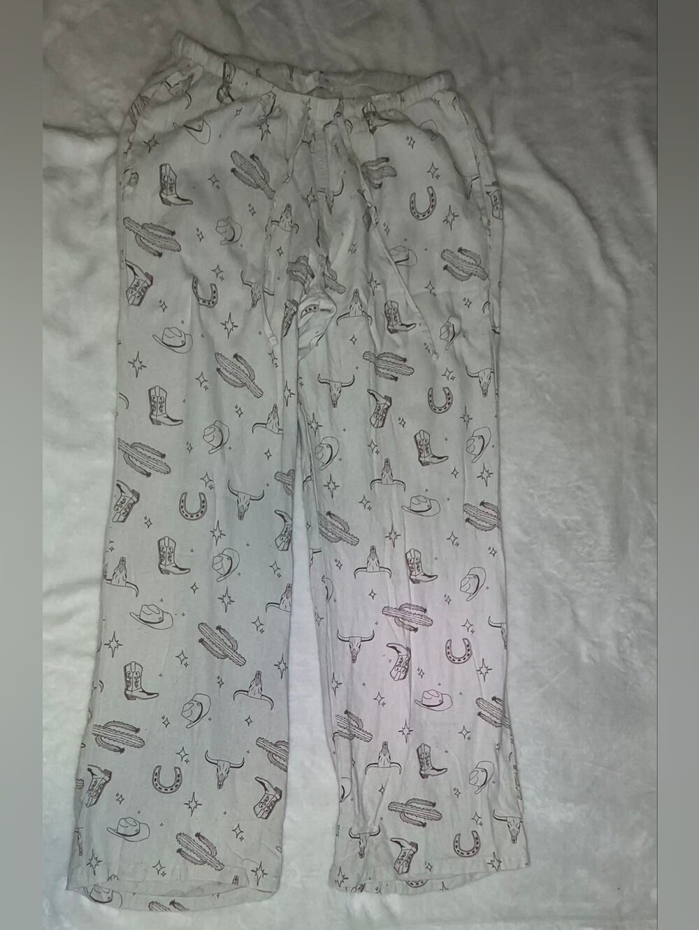 Angel Kiss White Cowboy Print Jogger Pants